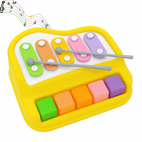 Colorful Kids Xylophone Toy with Mallets –Light Yellow
